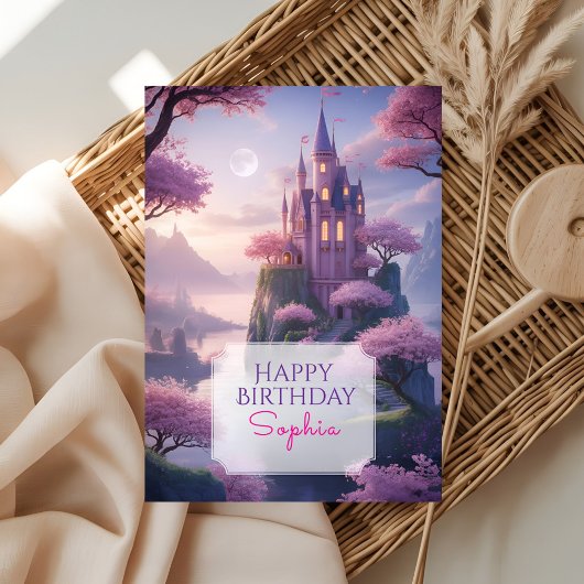 Enchanted Princess Castle Birthday Greeting Kaart