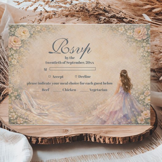Enchanted Princess Fairytale Quinceañera RSVP Kaartje