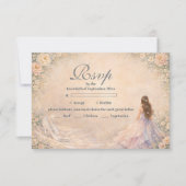 Enchanted Princess Fairytale Quinceañera RSVP Kaartje (Voorkant)