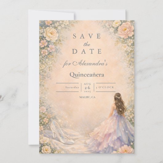Enchanted Princess Fairytale Quinceañera Save The Date (Voorkant)