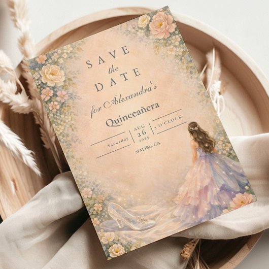 Enchanted Princess Fairytale Quinceañera Save The Date
