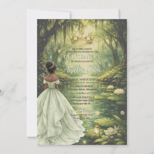 Enchanted Princess & Frog Fairytale Quinceañera  Kaart (Voorkant)