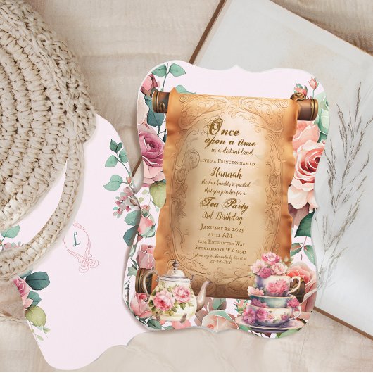 Enchanted Princess Tea Party Verjaardag Uitnodigin Kaart