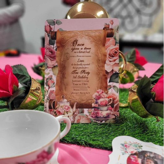 Enchanted Princess Tea Party Verjaardag Uitnodigin Kaart
