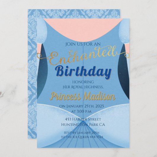 Enchanted Princess Verjaardag Uitnodiging (Voorkant / Achterkant)
