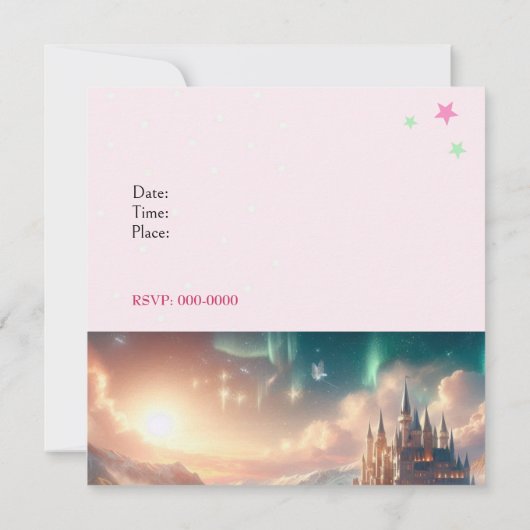 Enchanted Princess verjaardagsfeestje uitnodiging (Achterkant)