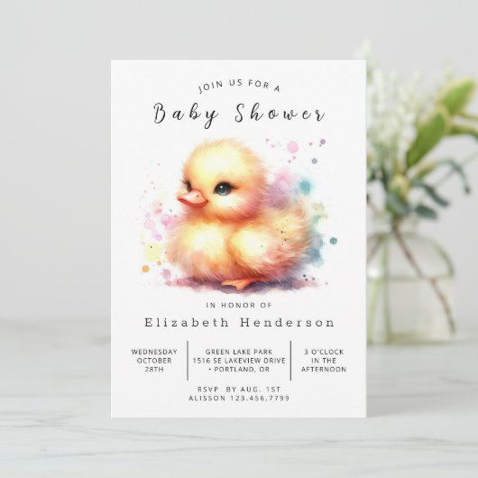 Enchanted Printable Duck Baby shower Kaart (Staand voorkant)