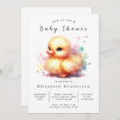 Enchanted Printable Duck Baby shower Kaart (Voorkant / Achterkant)