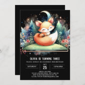 Enchanted Printable Fox Verjaardag Kaart (Voorkant / Achterkant)