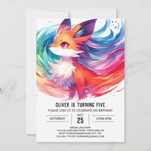 Enchanted Printable Fox Verjaardag Kaart (Voorkant)