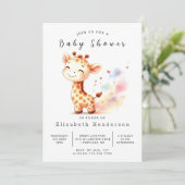 Enchanted Printable Giraffe Baby shower Kaart (Staand voorkant)