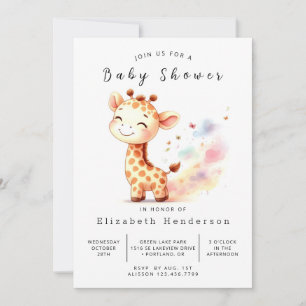 Enchanted Printable Giraffe Baby shower Kaart