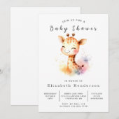Enchanted Printable Giraffe Baby shower Kaart (Voorkant / Achterkant)