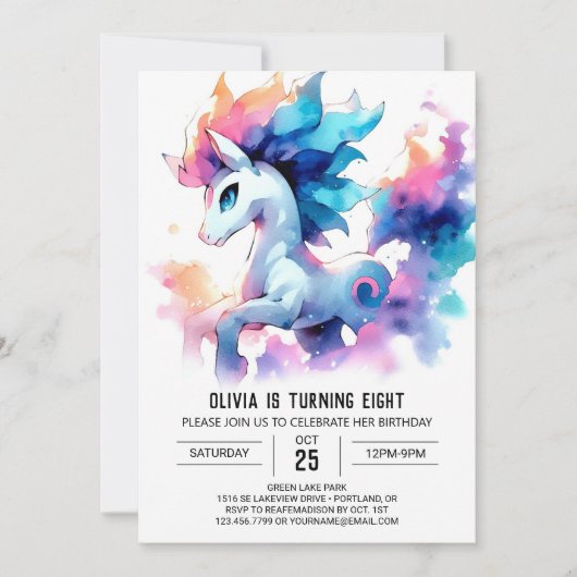 Enchanted Printable Horse Verjaardag Kaart (Voorkant)