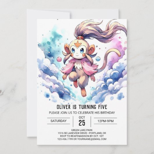 Enchanted Printable Monkey Birthday Kaart (Voorkant)