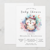 Enchanted Printable Owl Baby shower Kaart (Voorkant / Achterkant)