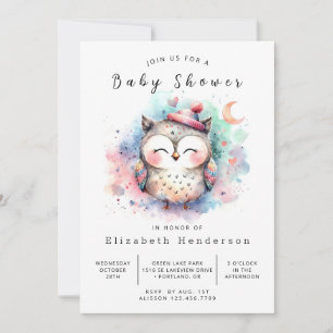 Enchanted Printable Owl Baby shower Kaart