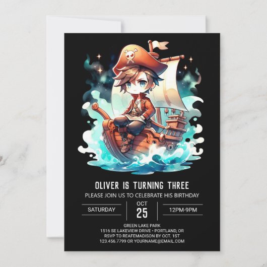 Enchanted Printable Pirate Birthday Kaart (Voorkant)
