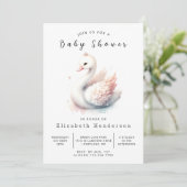 Enchanted Printable Swan Baby shower Kaart (Staand voorkant)