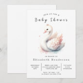 Enchanted Printable Swan Baby shower Kaart (Voorkant / Achterkant)