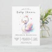 Enchanted Printable Swan Baby shower Kaart (Staand voorkant)