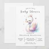 Enchanted Printable Swan Baby shower Kaart (Voorkant / Achterkant)