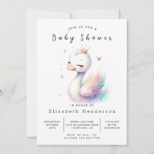Enchanted Printable Swan Baby shower Kaart