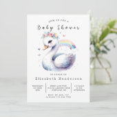 Enchanted Printable Swan Baby shower Kaart (Staand voorkant)