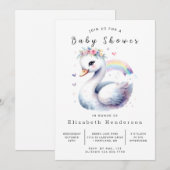 Enchanted Printable Swan Baby shower Kaart (Voorkant / Achterkant)