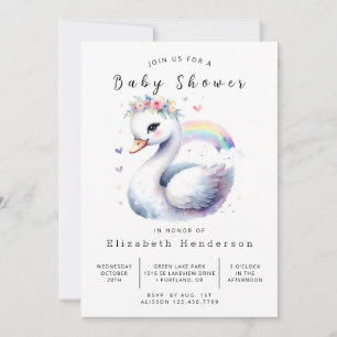 Enchanted Printable Swan Baby shower Kaart