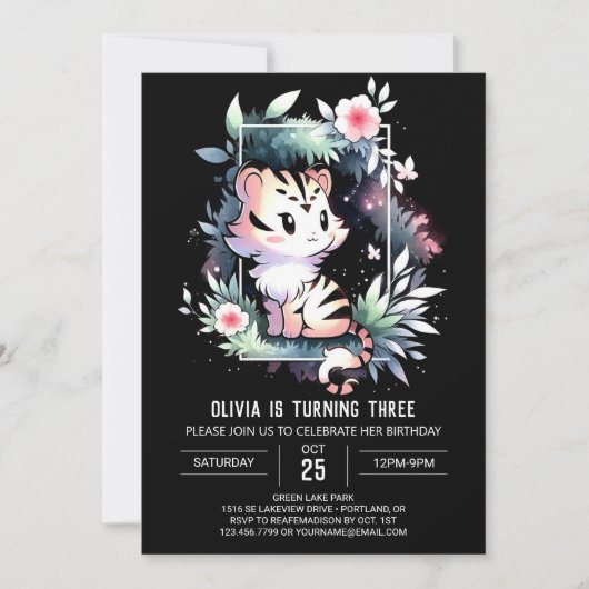Enchanted Printable Tiger Birthday Kaart (Voorkant)