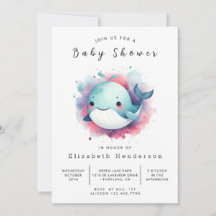 Enchanted Printable Whale Baby shower Kaart