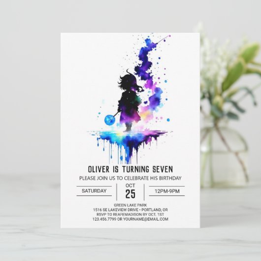 Enchanted Printable Wizardry Verjaardag Kaart (Staand voorkant)