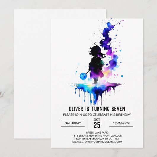 Enchanted Printable Wizardry Verjaardag Kaart (Voorkant / Achterkant)