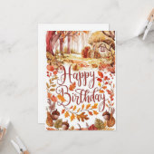 Enchanted Pumpkin Autumn Herfst Happy Birthday Kaart (Voorkant / Achterkant in situ)
