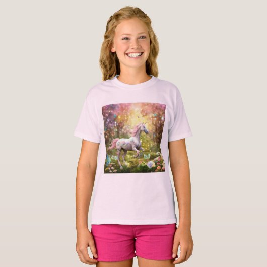 "Enchanted Rainbow Unicorn Forest T-shirt" T-shirt (Voorkant volledig)