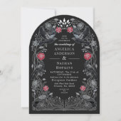 Enchanted Raven Red Black Roses Gothic Wedding Ach Kaart (Voorkant)
