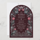 Enchanted Raven Red Black Roses Gothic Wedding Ach Kaart (Voorkant)