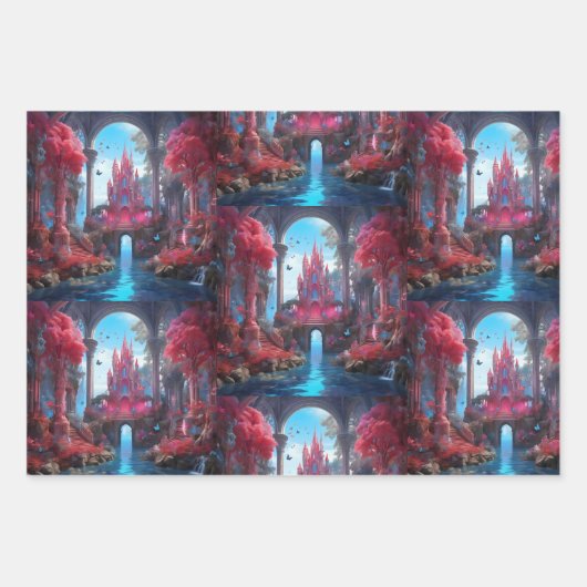 Enchanted Realm - Fantasy Castle en het Mystic Pla Inpakpapier Vel (Voorkant 2)