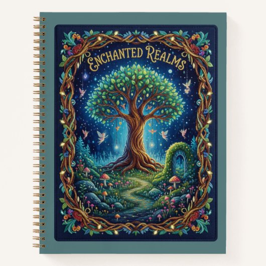 Enchanted Realms Embroidered Tree of Life & Fairy Notitieboek (Voorkant)