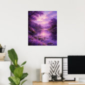 Enchanted River Beneath Purple Sky Poster (Thuiskantoor)