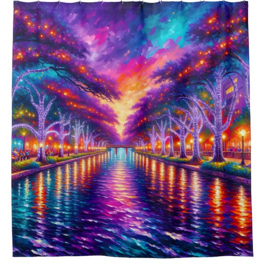 Enchanted Riverwalk: Evening Glow of San Antonio Douchegordijn (Voorkant)