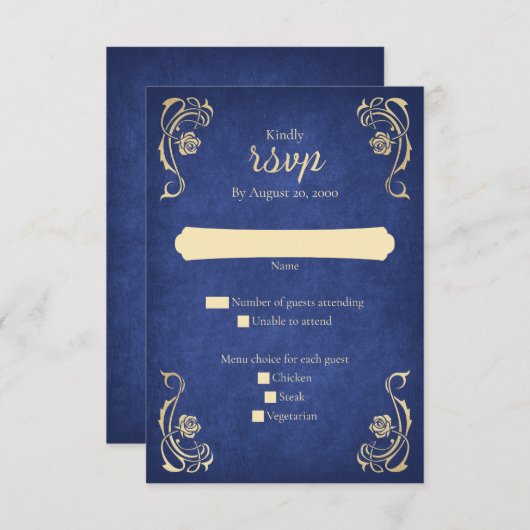 Enchanted Roos Castle Wedding RSVP Kaart (Voorkant / Achterkant)