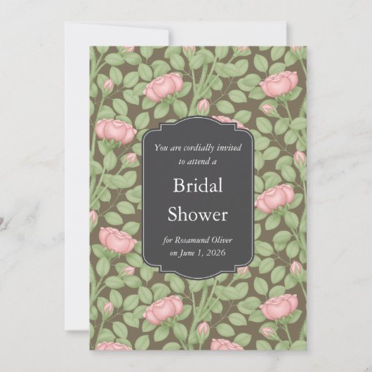 Enchanted Roos Garden Bruin Wedding Event Invitati Kaart (Voorkant)