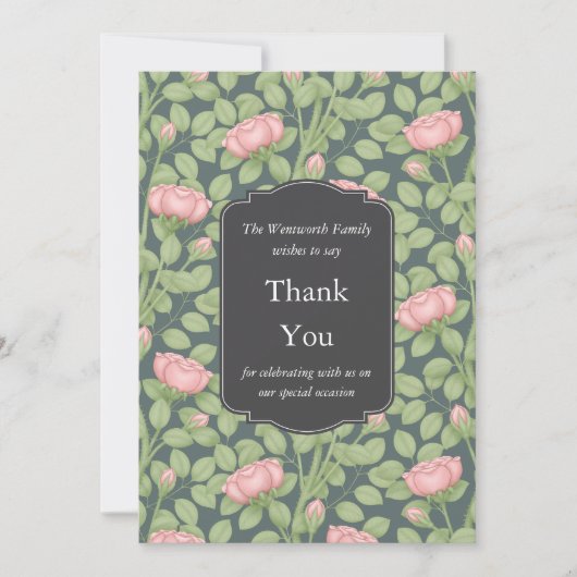 Enchanted Roos Garden Slate Blue Bedankkaart (Voorkant)