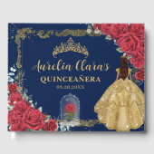 Enchanted Rose Red Roses Princess Gold Quinceanera Gastenboek (Voorkant)