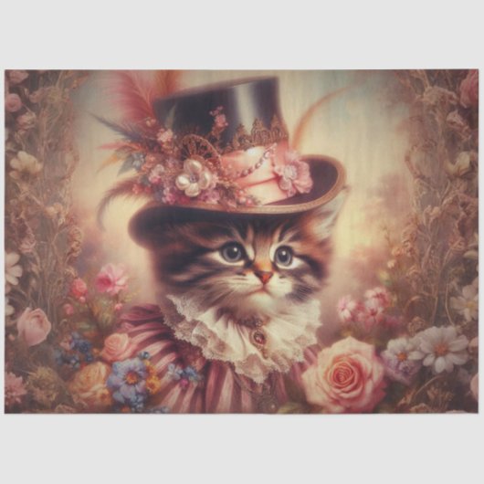 Enchanted Roses and Victorian Cat Decoupage Tissuepapier (Voorkant)