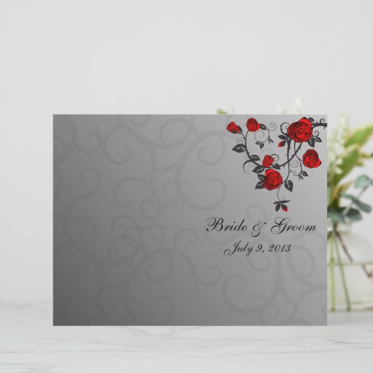 Enchanted Rozen Folded Wedding Program (Staand voorkant)