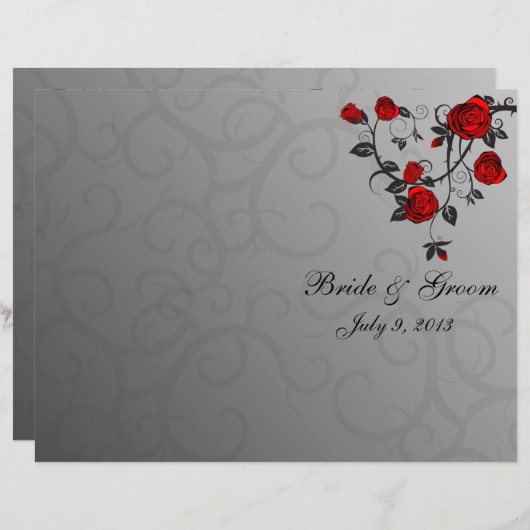 Enchanted Rozen Folded Wedding Program (Voorkant / Achterkant)