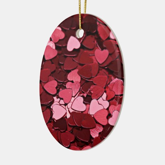 Enchanted Ruby Bliss Heart Confetti Pattern Keramisch Ornament (Links)